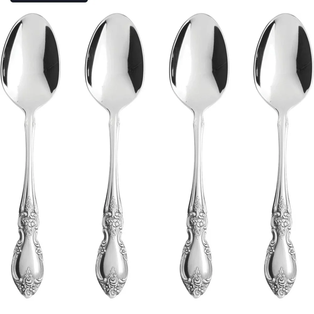 Oneida Louisiana Teaspoons Set of 4 18/8 Stainless Steel Floral Flatware New